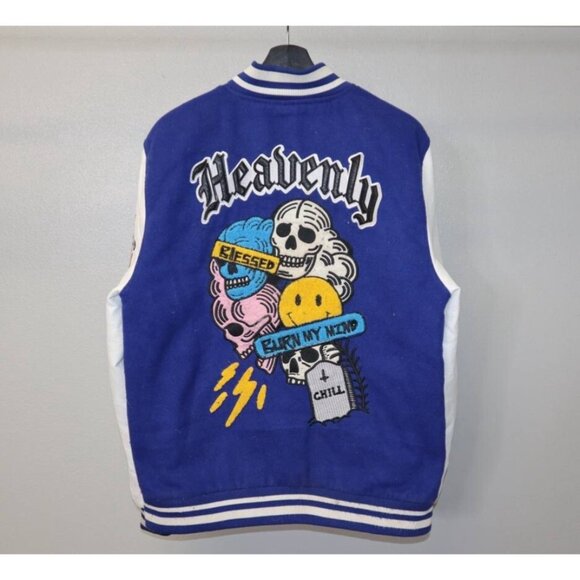 Rebel Minds Embroidered & Patch "Blessed Burn my Mind" Varsity Jacket Size XL - Picture 2 of 9